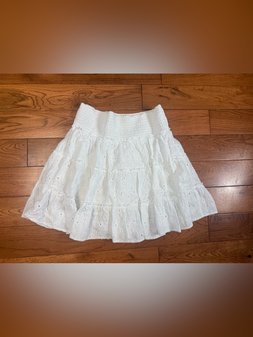 American Eagle Eyelet Tiered Ruffle Mini Skirt